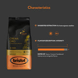 Bristot, Kaffeebohnen CREMA ORO – Total 1 kg – Mischung mit intensivo Aroma, süßem Geschmack, Gewürzen, Caramel, Sandelholznoten – Set mit 2 pro 500 g