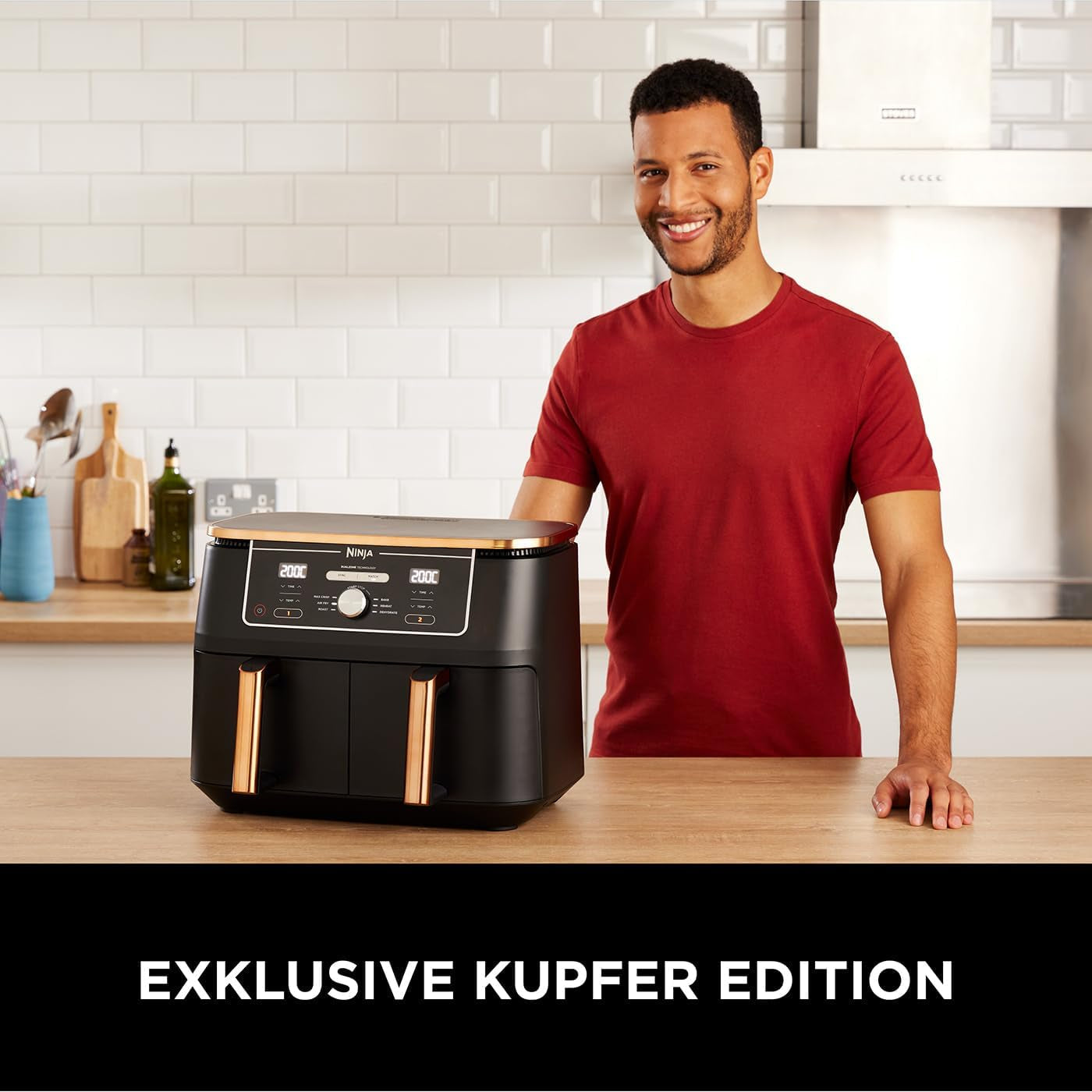 Ninja Foodi AF400EUCP MAX Freidora de Aire Doble Zona, Airfryer 9,5L, 2 Compartimentos, con Pinzas, Recubrimiento Antiadherente Electrodomésticos Naty Shop