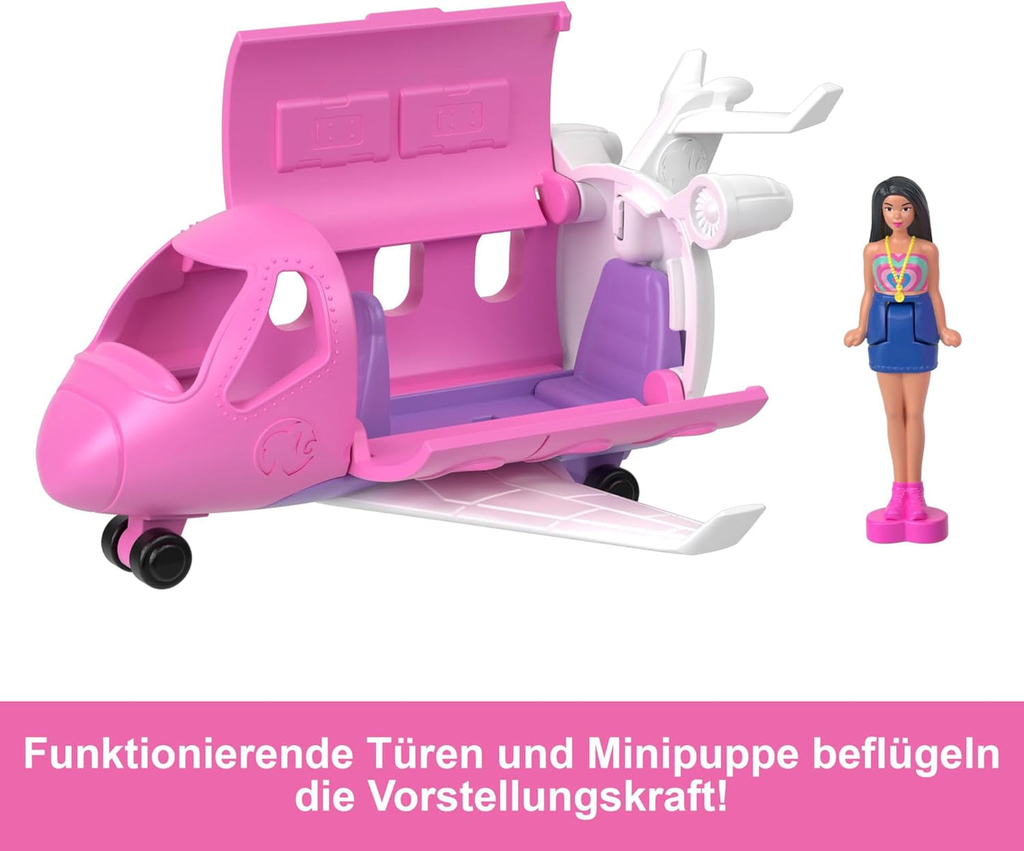 Mini BarbieLand Juegos de muñecas y vehículos de juguete Barbie, muñeca de 1.5" y vehículo de juguete sorpresa que cambia de color icónico, HYF40