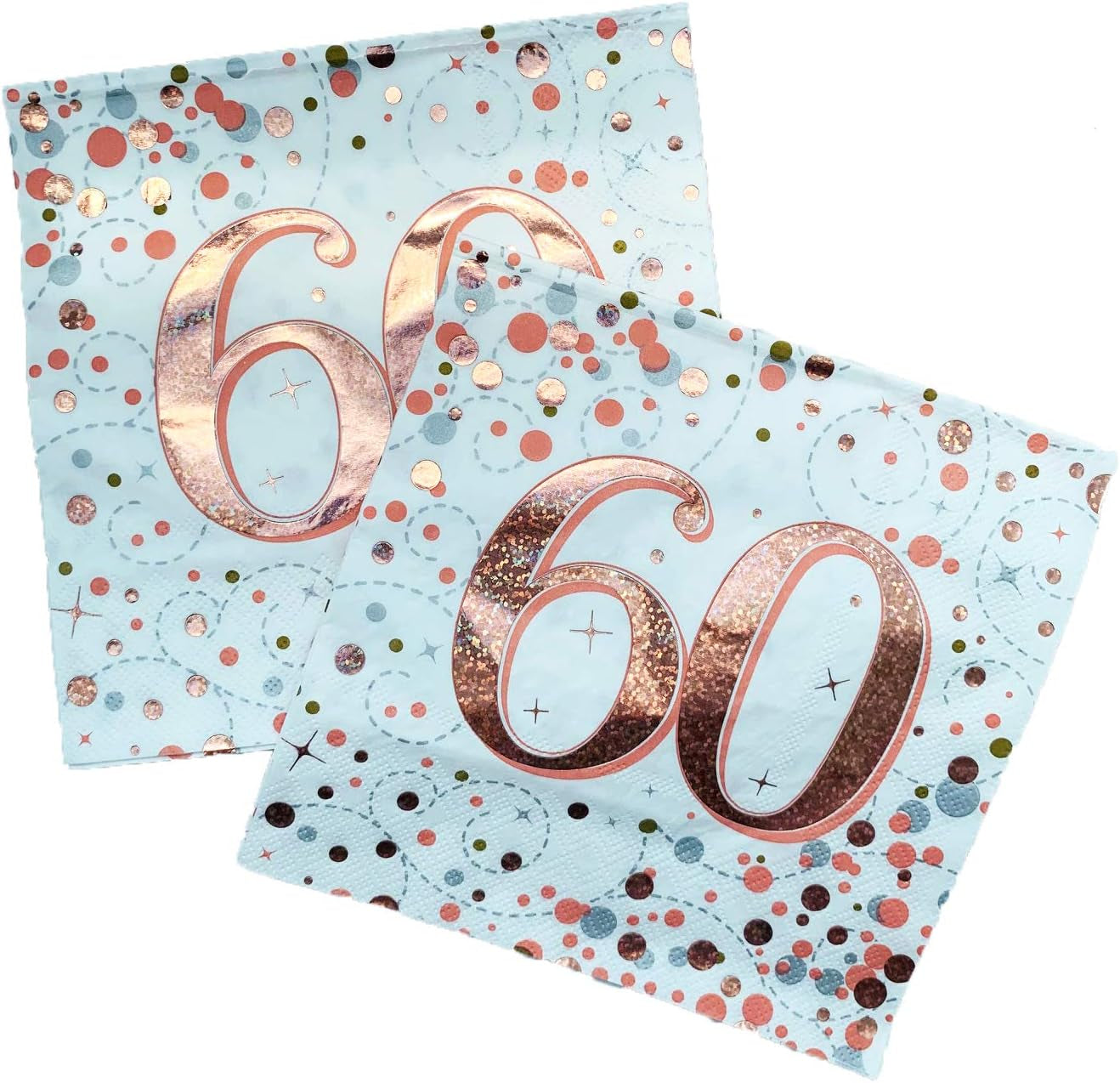 Servilletas Sparkling Fizz 60Th de oro rosa 33 cm x 33 cm 3 capas 16 piezas