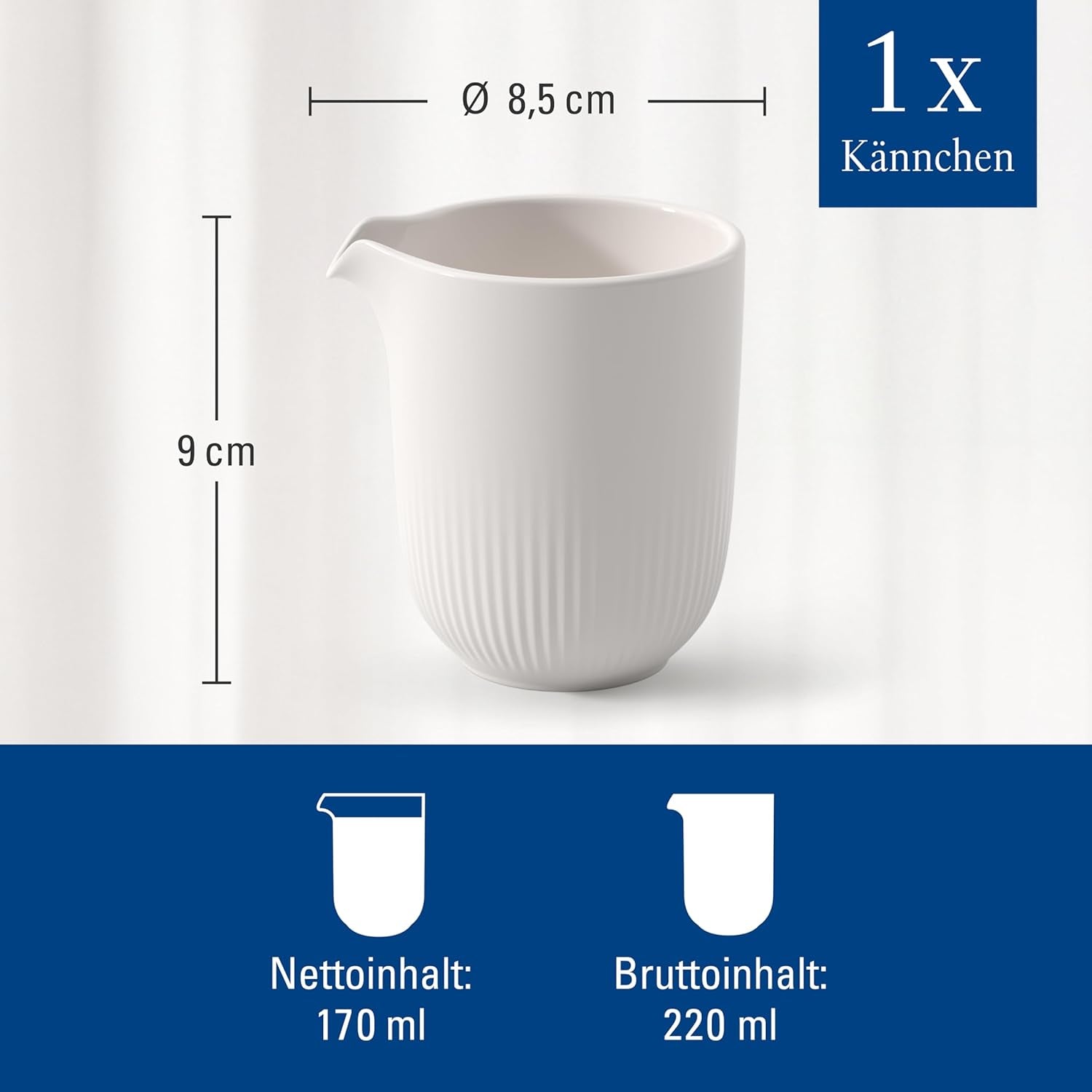 Villeroy & Boch - Taza de leche Afina 170 ml, blanca, apta para lavavajillas, microondas, jarra de leche, accesorio para café, jarra de cerámica, platillo, vajilla, porcelana Premium