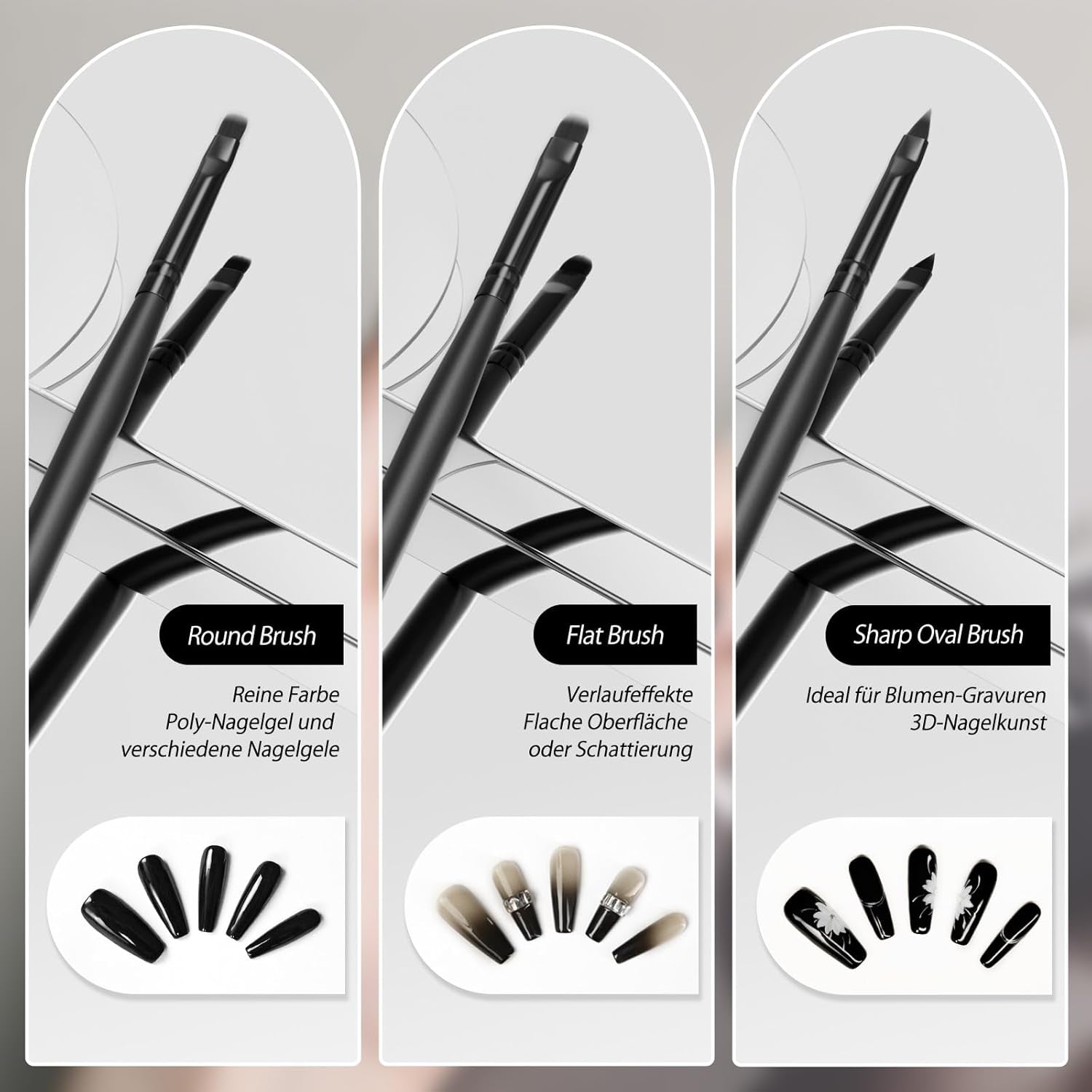 Nagel Pinsel 8 Stück Pinsel para Gel Nägel, Nageldesign Gel Pinsel Dotting Painting Line Pen para Nagelack Gel Acryl Nagel Pinsel Nailart Kit Acryl Pinsel Fineliner Nägel Selber Machen