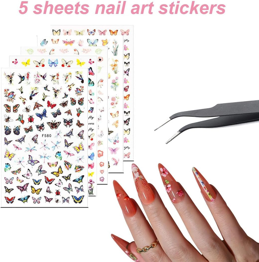 Juego de pegatinas y accesorios para uñas, 5 pegatinas para uñas, cepillo, piedras, cinta decorativa, lámina dorada, perfecto para manicura y uñas de gel, juego de 50 piezas