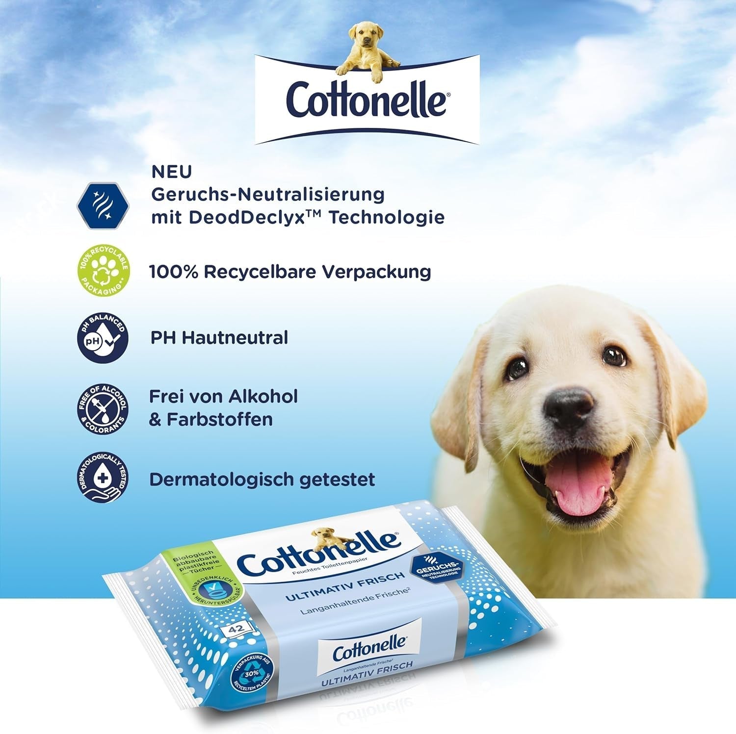 Toallitas húmedas, Ultimate Fresh, 12 x 42 toallitas, tecnología Deodycylx, respetuosas con la piel, sin alcohol ni colorantes, sensibles, biodegradables