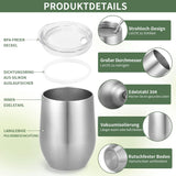 Taza Mate Moderna 340ml, Juego de Tazas de Yerba Mate de Acero Inoxidable con Doble Pared Aislante, Taza de Té Mate con Tapa Libre de BPA, Bombillas y Cepillo de Limpieza (Plata)