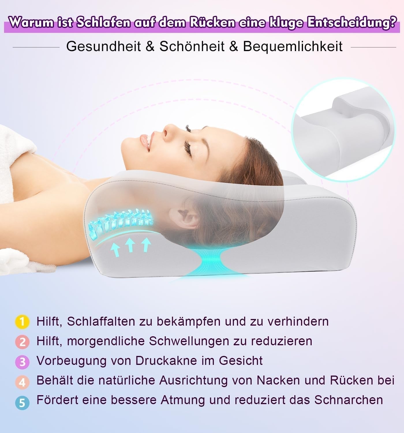 Hydomi Anti-Wrinkle Pillow 2-In-1 Anti-Aging Beauty Pillow Orthopedic Neck Support Pillow Neck and Shoulder Pain Memory Foam Pillow to Keep Your Head Straight Cervical Orthopedic Pillows Naty Shop