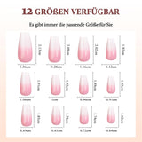 Juego de Uñas Postizas Bailarina - 240 Piezas Delicadas Uñas Postizas Rosa Lila, Pegamento de Cobertura Completa en Uñas Postizas, Juego de Puntas de Uñas Postizas para Manicura y Arte de Uñas para Mujeres y Niñas (Rosa Lavanda)