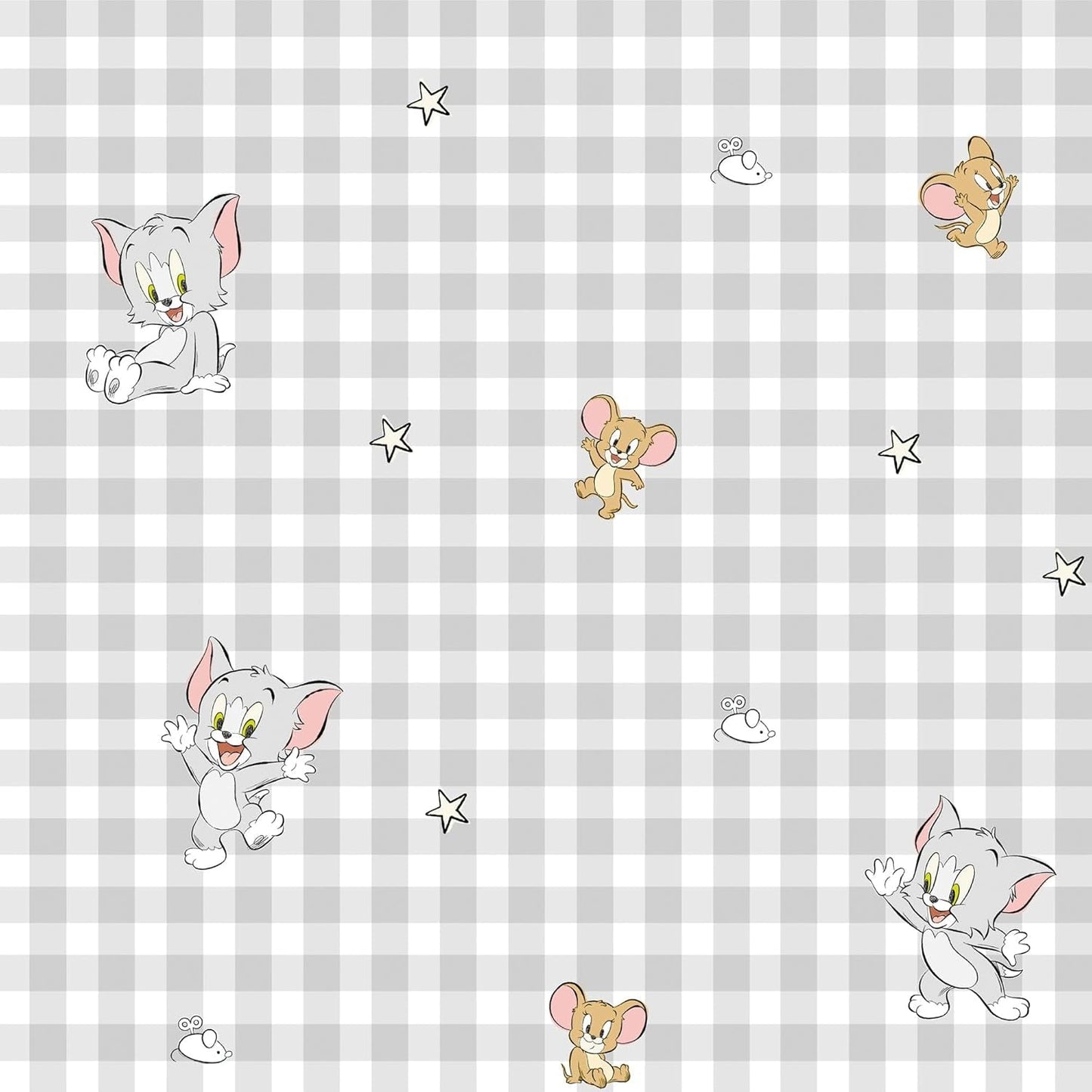 Aún No Colcha 100% algodón, estampado Tom Jerry Vichy, para camas de 90 cm de ancho (90 X 200 cm) Edredones y colchas Naty Shop
