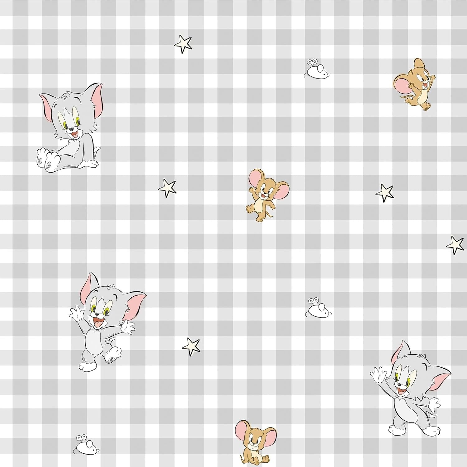 Aún No Colcha 100% algodón, estampado Tom Jerry Vichy, para camas de 90 cm de ancho (90 X 200 cm) Edredones y colchas Naty Shop