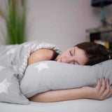 Almohada Genius, algodón, eazzzy 40x80 cm - almohada ortopédica para un sueño reparador, de fibra de leche con aloe vera - apta para alérgicos, con soporte, almohada cervical con certificación Oeko-TEX, blanco, A19202