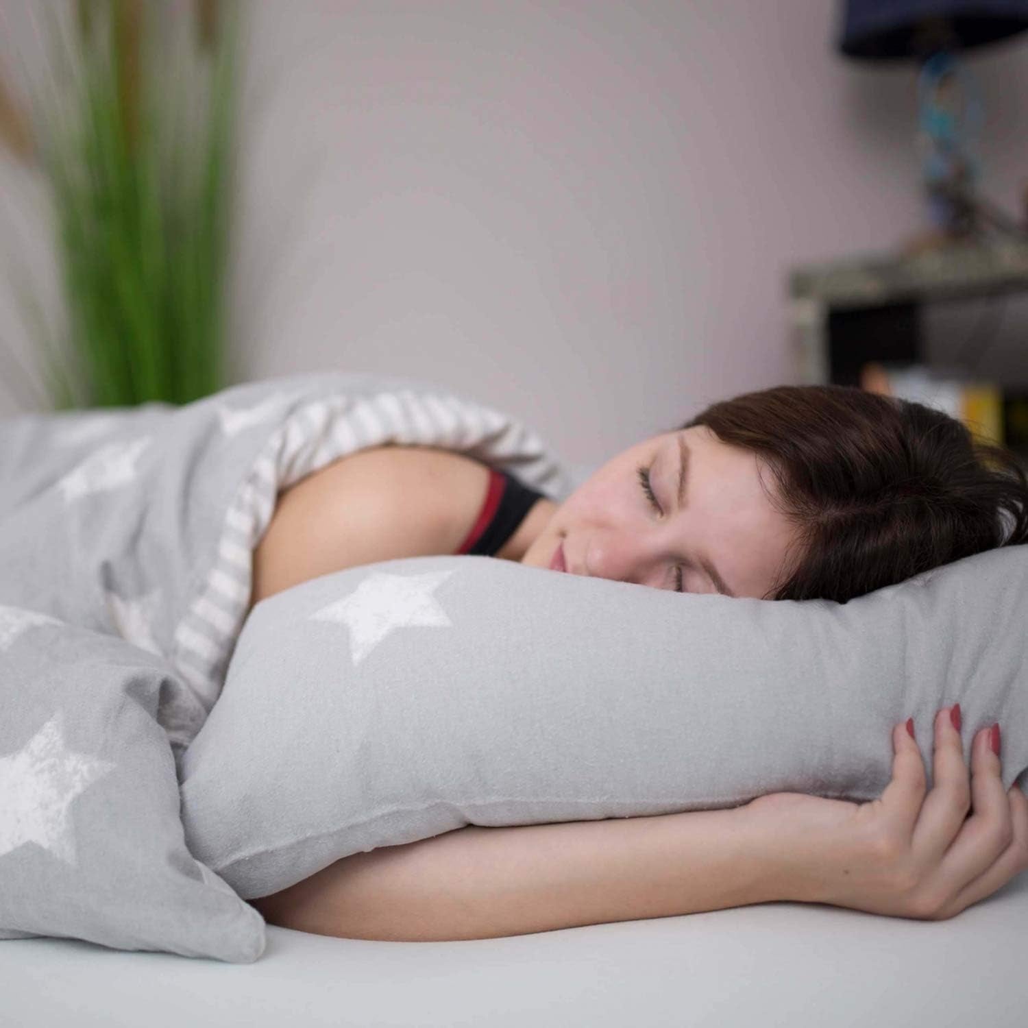 Almohada Genius, algodón, eazzzy 40x80 cm - almohada ortopédica para un sueño reparador, de fibra de leche con aloe vera - apta para alérgicos, con soporte, almohada cervical con certificación Oeko-TEX, blanco, A19202