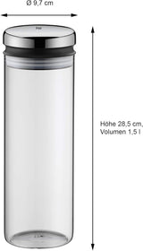WMF Depot tarro de cristal 1,5 l, altura 28,5 cm, tarro con tapa & Depot tarro de cristal 2 l, altura 36 cm, tarro con tapa Cajas para conservar alimentos Naty Shop