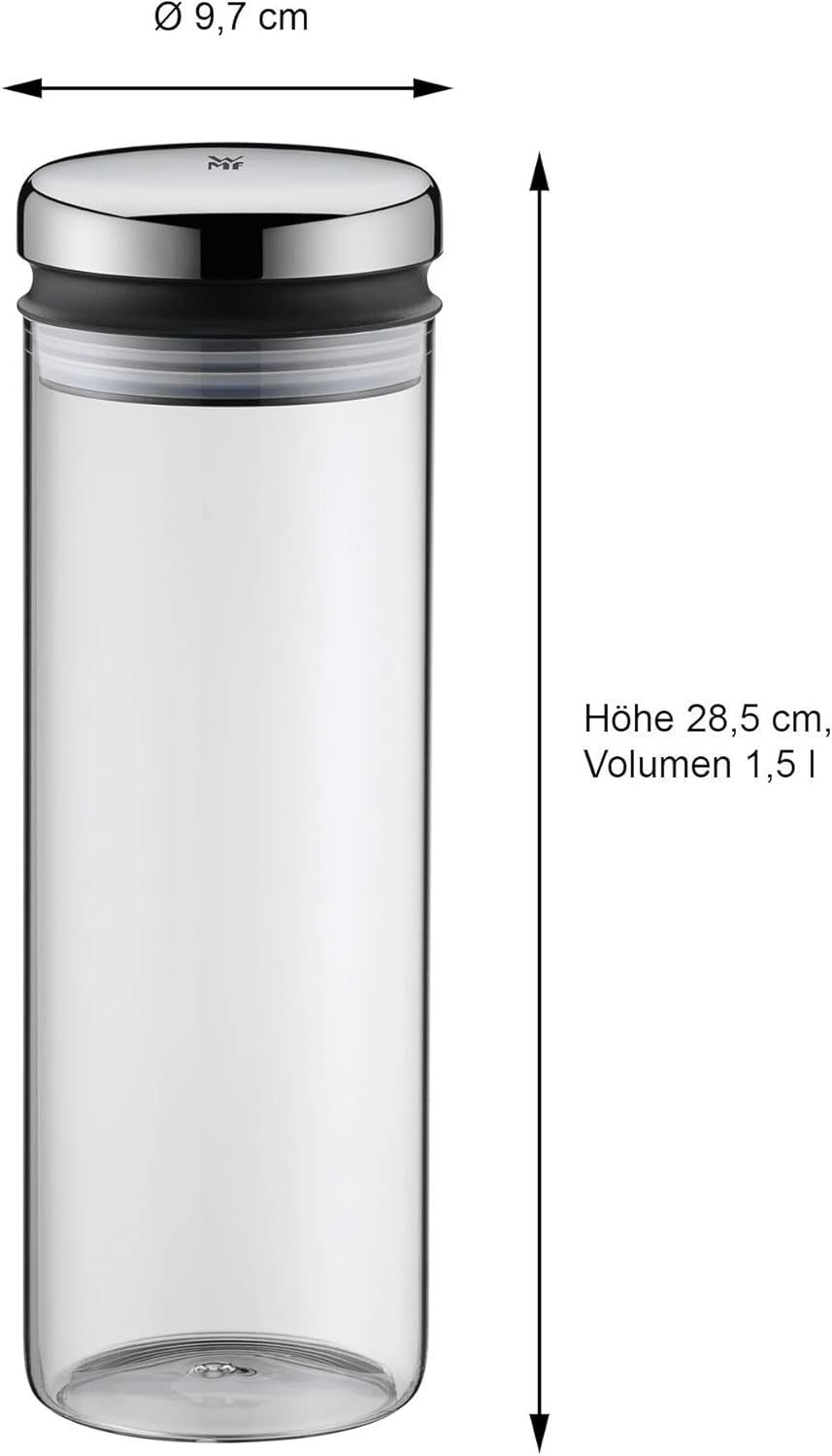 WMF Depot tarro de cristal 1,5 l, altura 28,5 cm, tarro con tapa & Depot tarro de cristal 2 l, altura 36 cm, tarro con tapa Cajas para conservar alimentos Naty Shop