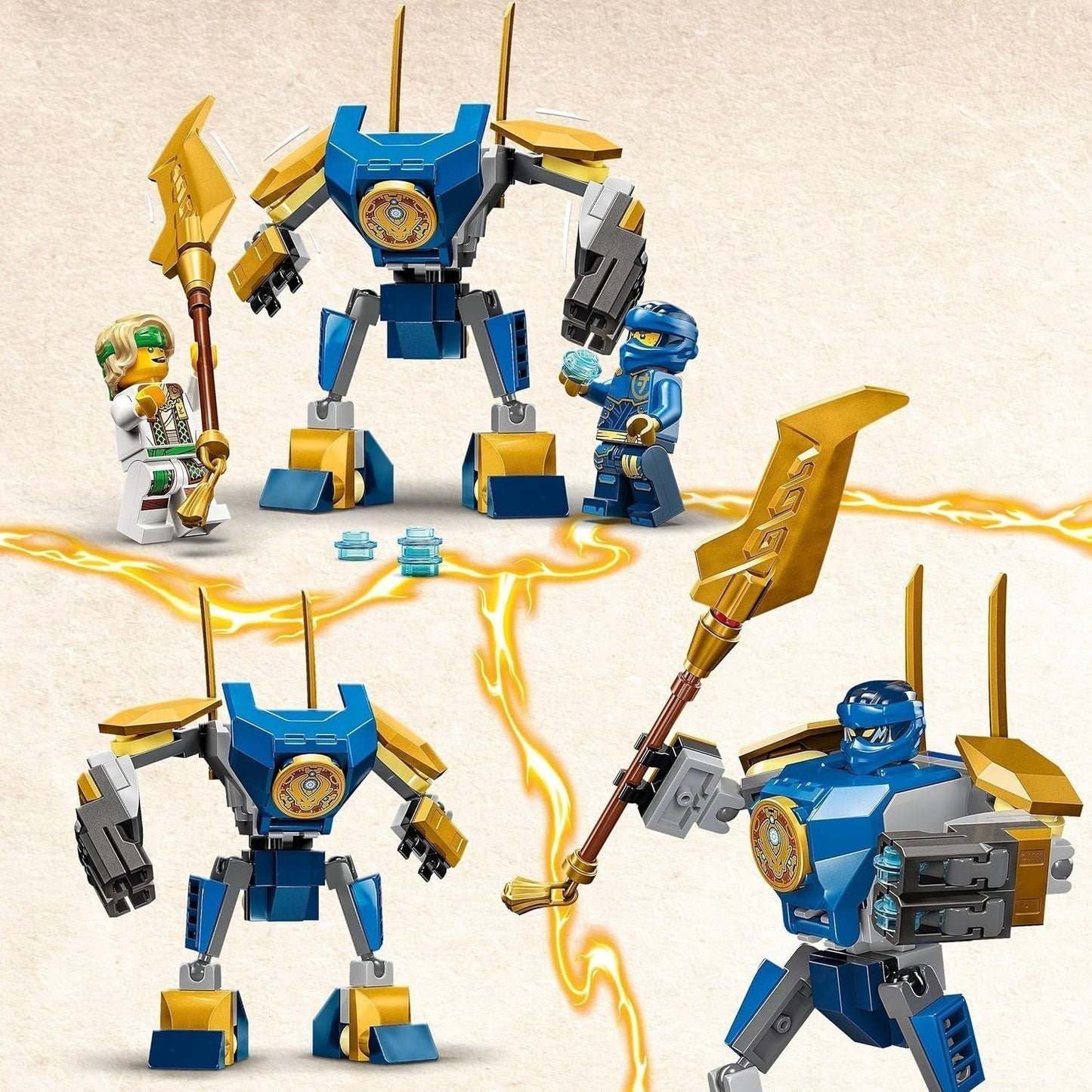 LEGO NINJAGO Jay Battle Mech, juguete ninja para niños con figuras, incluida minifigura de Jay con mini katana, figuras de acción y mech, pequeño regalo para niños y niñas creativos a partir de 6 años 71805 Juegos de construcción Besuche den LEGO-Store