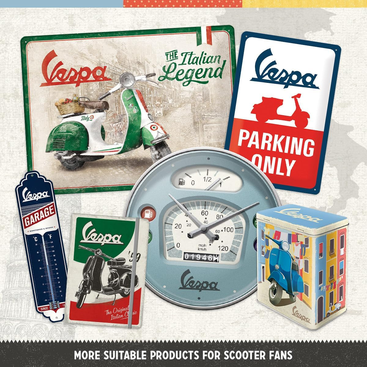 Nostalgic-Art Caja de Café Retro, 1,3 L, Vespa - Clásico Italiano - Idea de Regalo para Fanáticos de las Scooters, Producto con Licencia Original (OLP), Decoración de Taller de Diseño Vintage, Decoración de Taller de Diseño Vintage Cajas para Conservar Alimentos Naty Shop