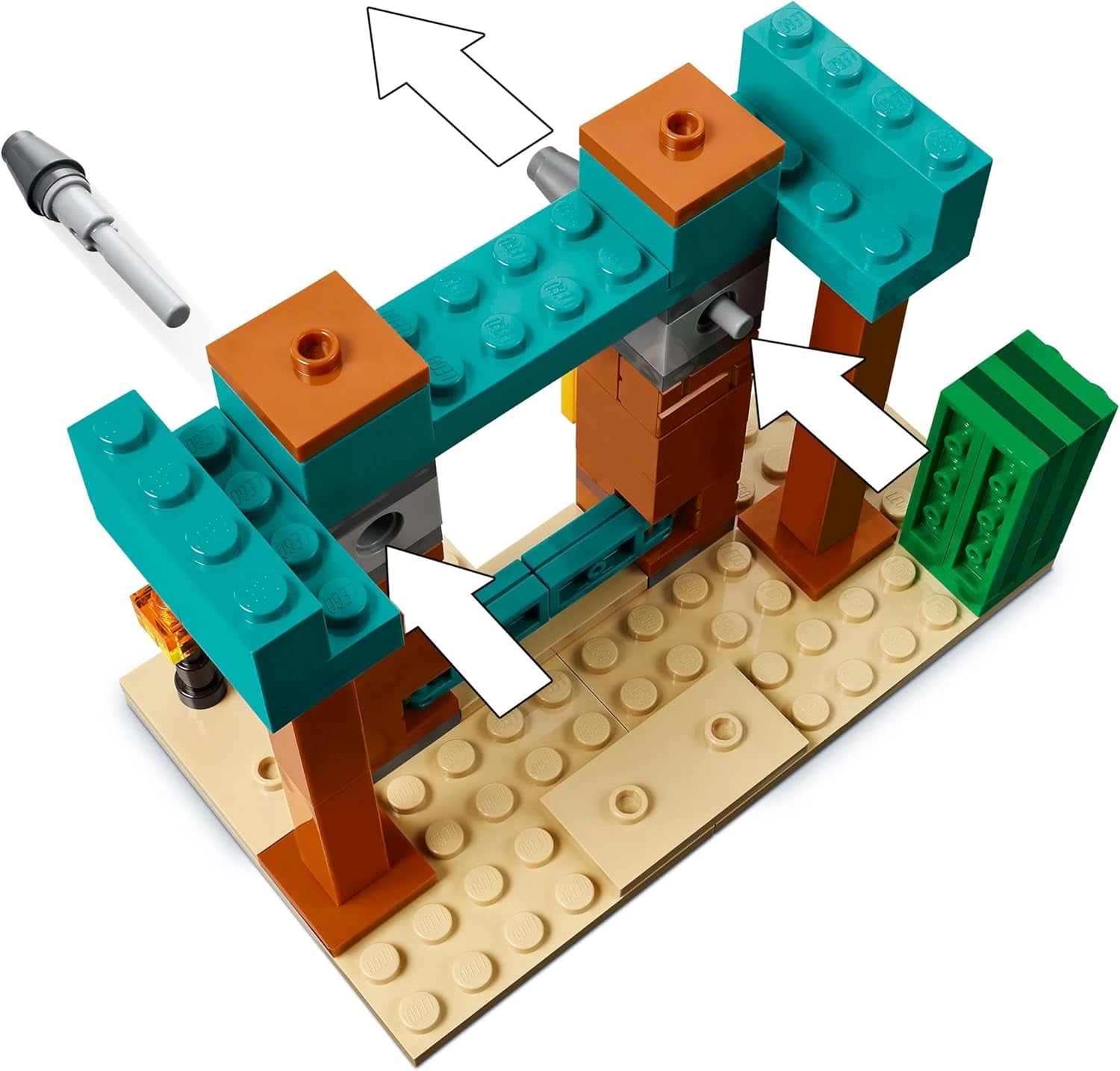 LEGO Minecraft The Illager Desert Patrol Videojuego para niños, mini juguete de puesto avanzado y tres minifiguras que incluyen saqueador, sirviente y caballero cactus 21267 Juegos de construcción Besuche den LEGO-Store