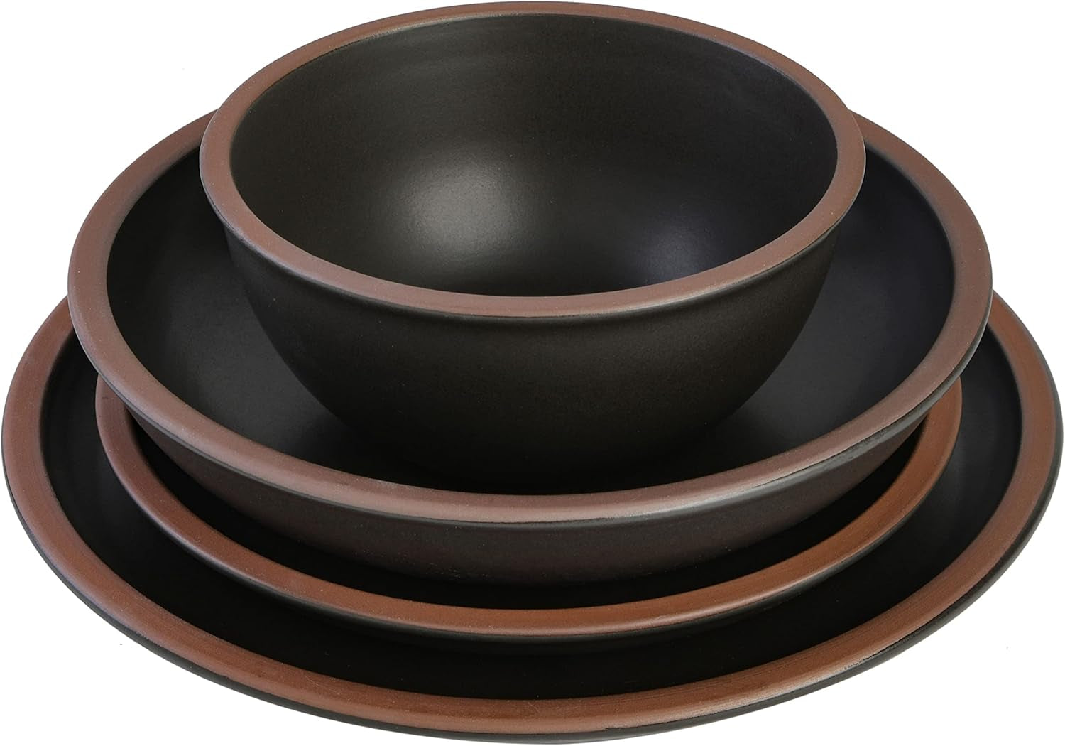 Lagos Coupe Geschirrset, servicio para 4 personas (16 piezas), negro
