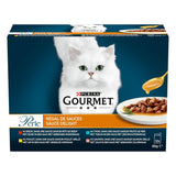 Perla | Porta salsa | Gato adulto | Carne de res, pollo, atún, salmón | 12 x 85 g | Bolsitas de frescura (el embalaje puede variar)