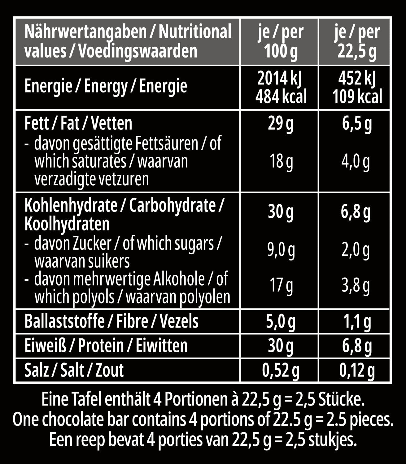 frankonia CHOCOLAT POWER MOTION sin azúcares añadidos - Chocolate blanco crujiente con alto contenido en proteínas y bajo en carbohidratos, 90 g