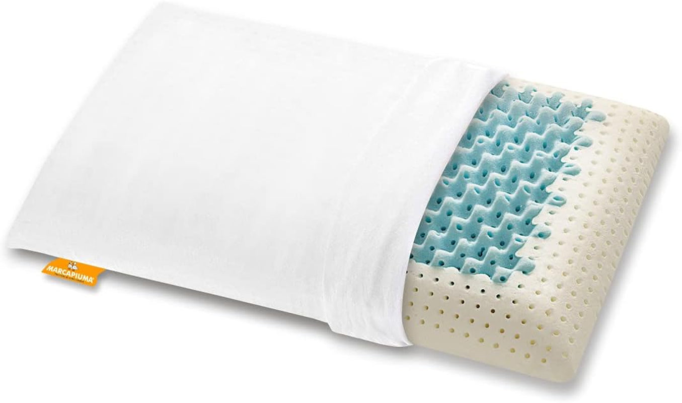 Marcapiuma - Par de almohadas viscoelásticas para el cuello - Miss & Mister - Parte ultra transpirable - Funda 100% algodón - Ortopédica - Almohada Visco Memory Foam - PRODUCTO MÉDICO - Made in Italy Naty Shop almohadas estándar