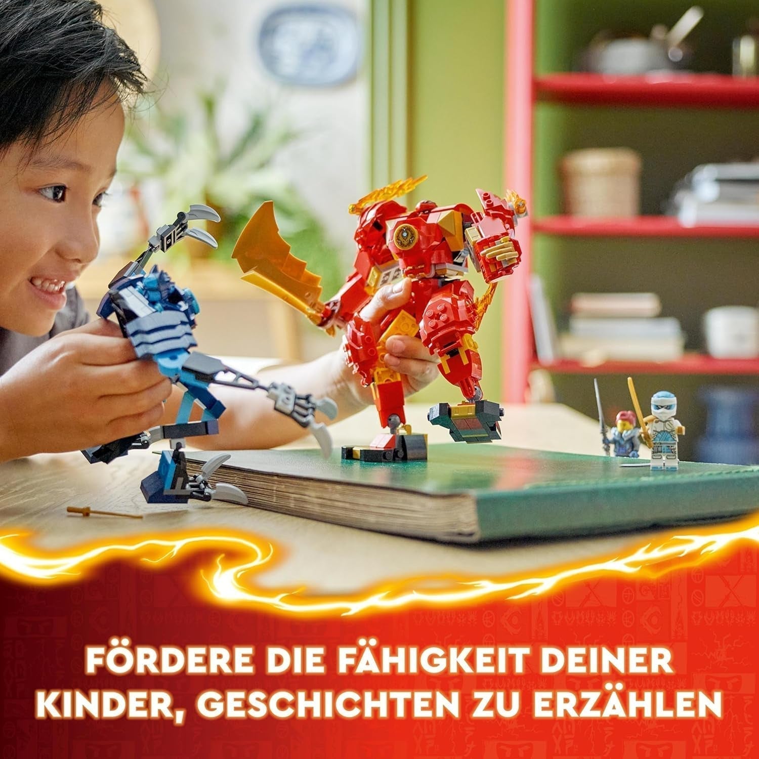 LEGO NINJAGO Figura de acción del robot de fuego de Kai, juguete para niños con figura de robot rojo personalizable, juego de ninja, 4 figuras, incluidos Kai y Zane, regalo para niños y niñas de 7 años 71808 Juegos de construcción Beuche den LEGO-Store
