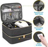 Organizador de laca de uñas Tasche, caja de almacenamiento de laca de uñas Doppelschicht, organizador Koffer para Nageldesign Kosmetiktasche para 30 botellas de base de neouñas (15 ml-0,5 onzas líquidas) y 1 lámpara de uñas (negro)