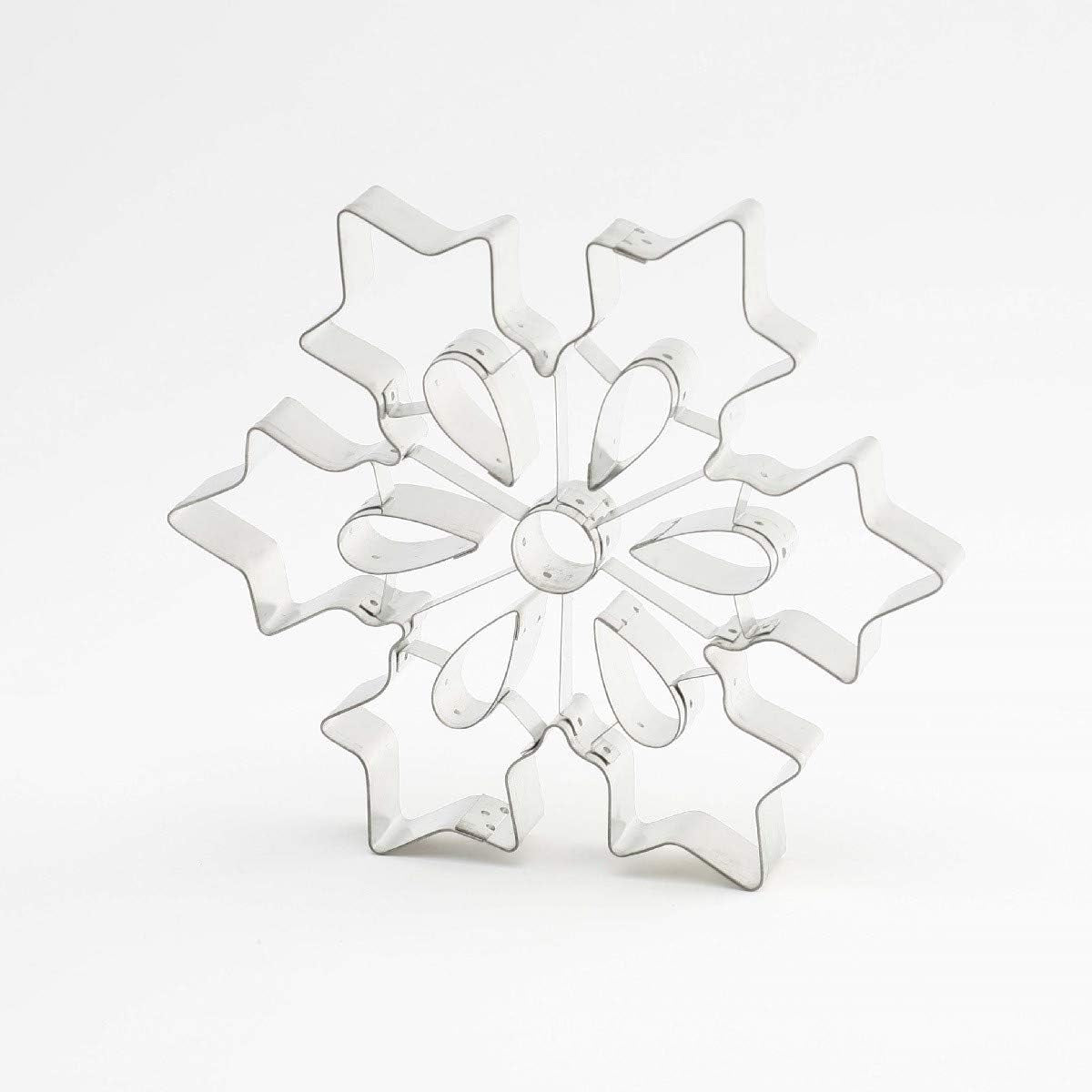 Molde para galletas Thermohauser (acero inoxidable), forma de copo de nieve grande, borde liso, Ø 19,5 cm