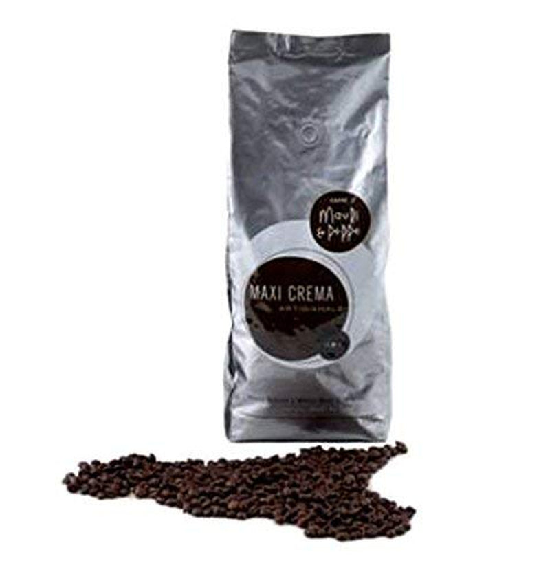 Maxi Crema 1000 g de café entero en grano: ¡maestría de tostado original italiana para las más altas exigencias! Café, Capuchino, Espresso, Latte Macchiato