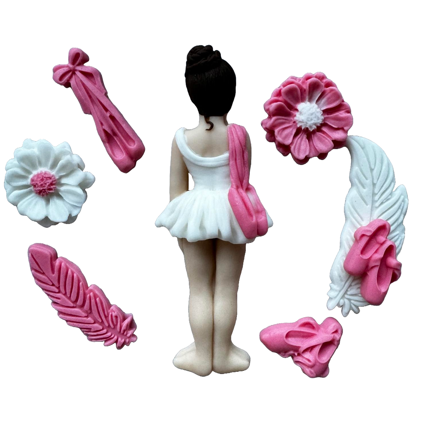 Set de 8 adornos de azúcar comestible, Bailarina Decoraciones de Pasta de Azúcar Naty Shop