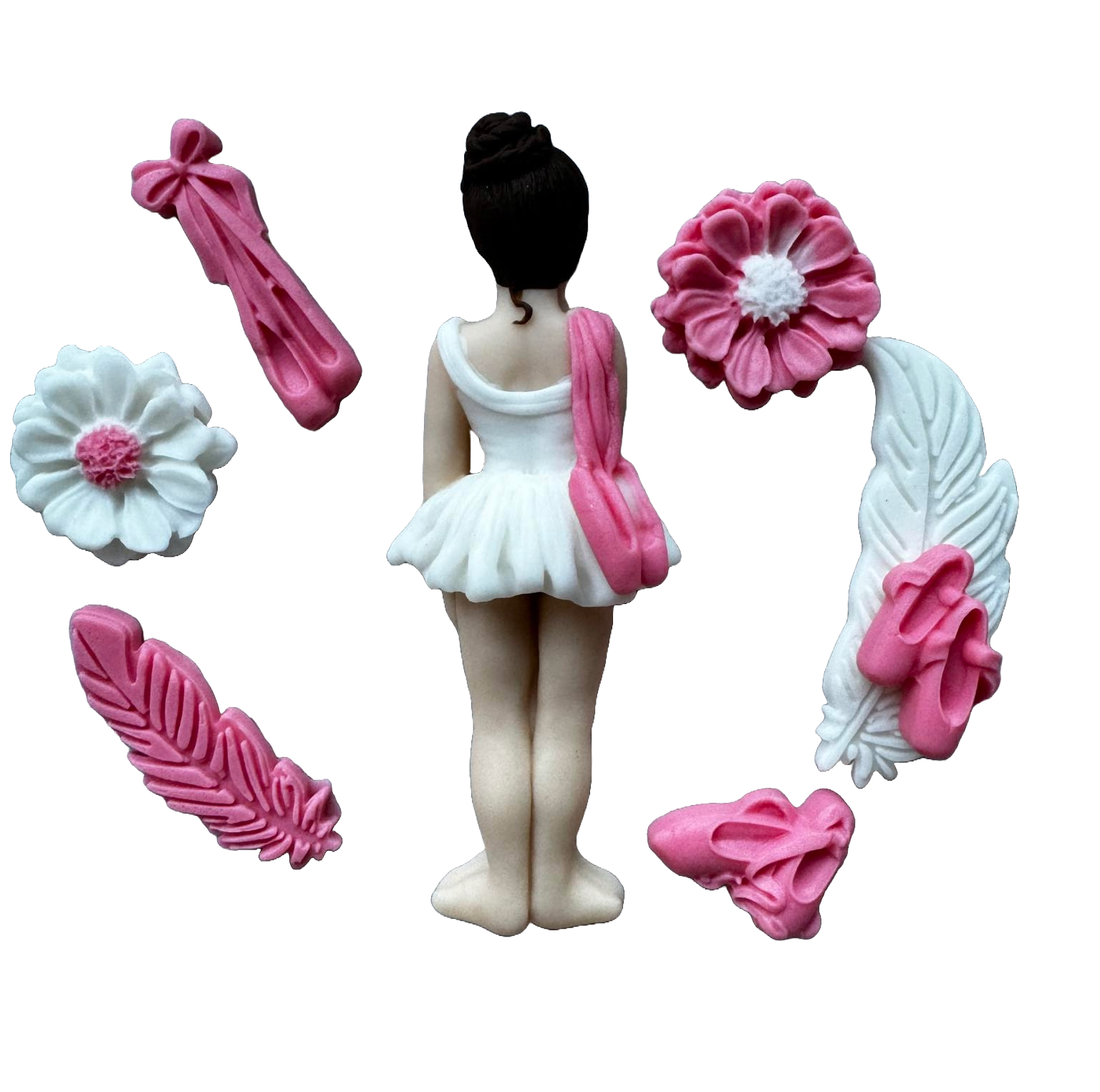Set de 8 adornos de azúcar comestible, Bailarina Decoraciones de Pasta de Azúcar Naty Shop