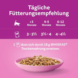 WHISKAS Junior Bolsitas de comida húmeda, paquete múltiple, selección de carne de ave en gelatina, 12 x 85 g