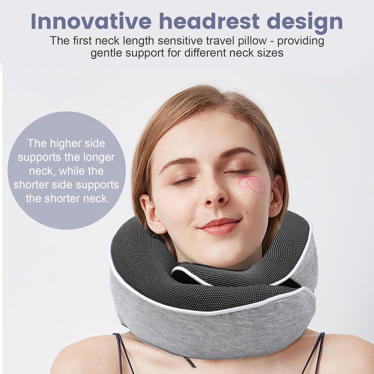 Almohada para el cuello Almohada de viaje de espuma viscoelástica Diseño ergonómico Almohada para el cuello de espuma viscoelástica con máscara para los ojos 2 tapones para los oídos y bolsa de almacenamiento Perfecto para dormir en la carretera cuando viaja Naty Shop Almohadas ortopédicas cervicales
