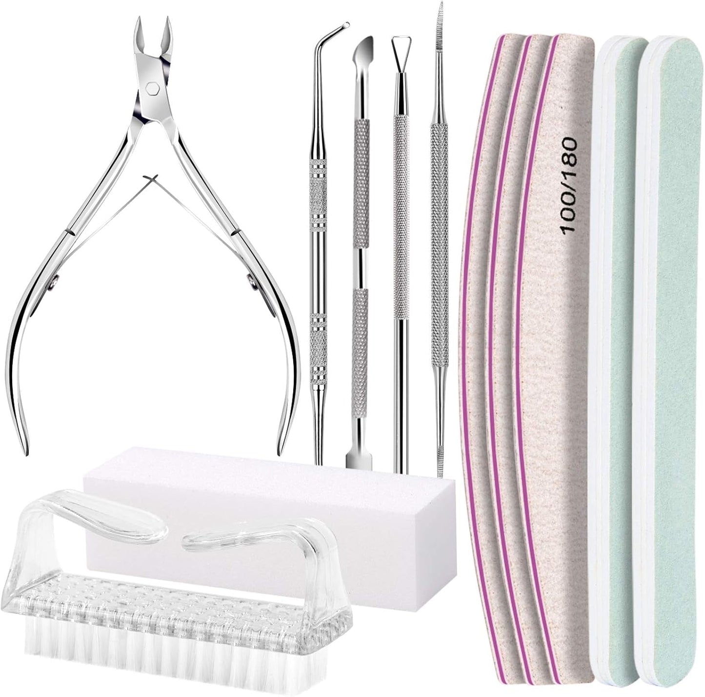 FANDAMEI Set de manicura, Buffer Für Nägel, Nagelfeile 100/180, Nagelfeilen Für Gelnägel, Nagelhautschieber, Buffer Für Gelnägel, Feilen Für Gelnägel, Nagelzange, Nagelfeilen Set, Maniküre & Pedicure Set