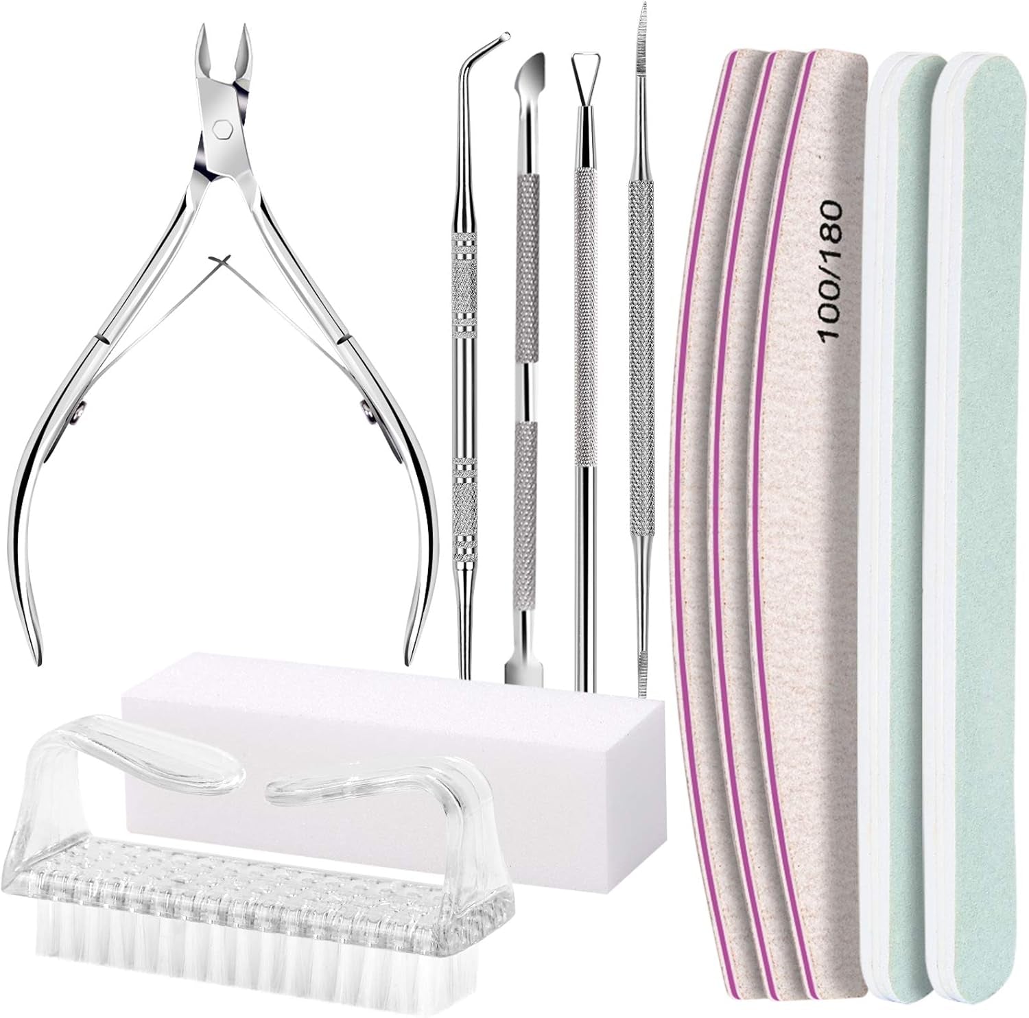 FANDAMEI Set de manicura, Buffer Für Nägel, Nagelfeile 100/180, Nagelfeilen Für Gelnägel, Nagelhautschieber, Buffer Für Gelnägel, Feilen Für Gelnägel, Nagelzange, Nagelfeilen Set, Maniküre & Pedicure Set