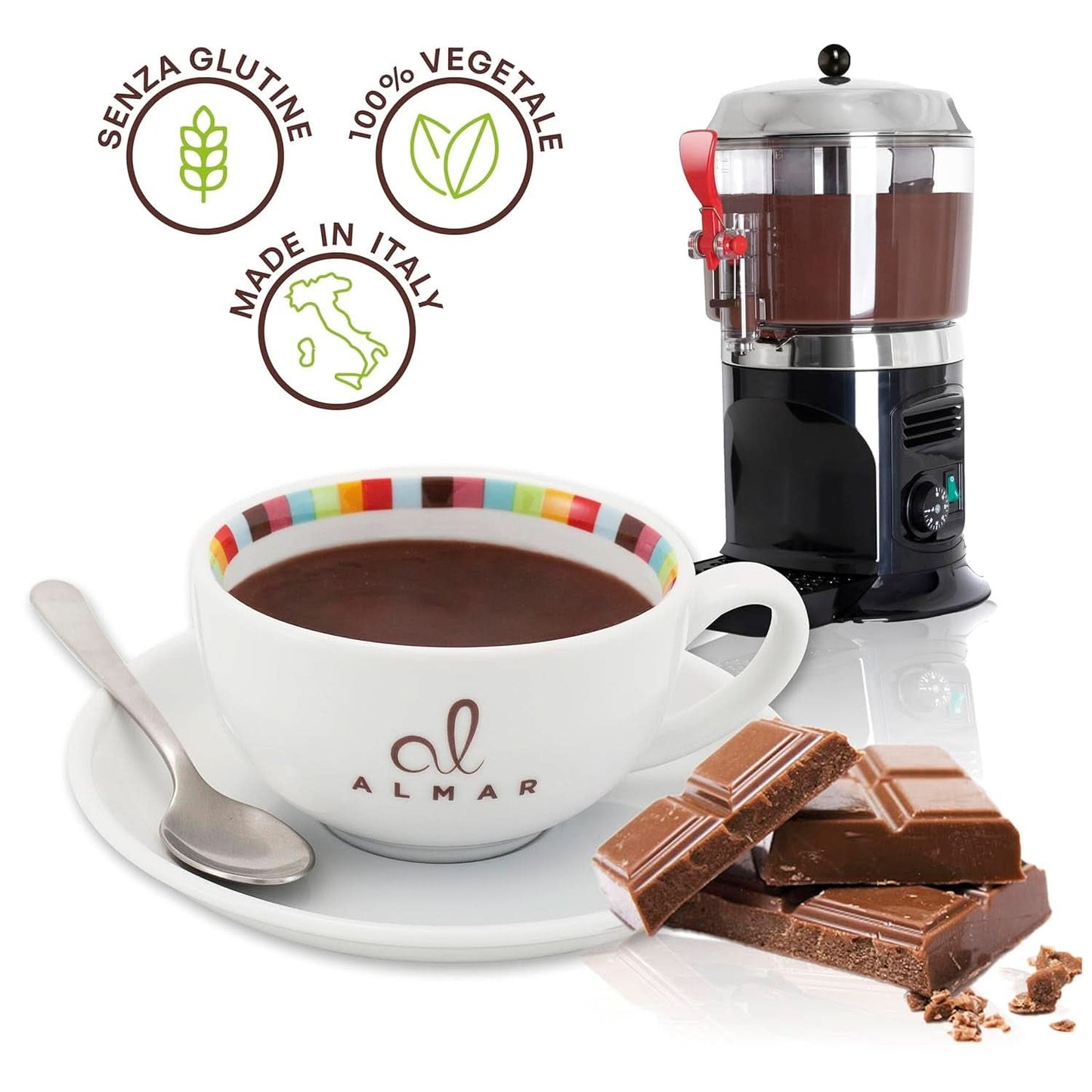 Chocolate caliente italiano Cortina sabor CLÁSICO - (15 X 30 g) Monorración, sobre, 450 g Cacao y Chocolate Caliente Naty Shop