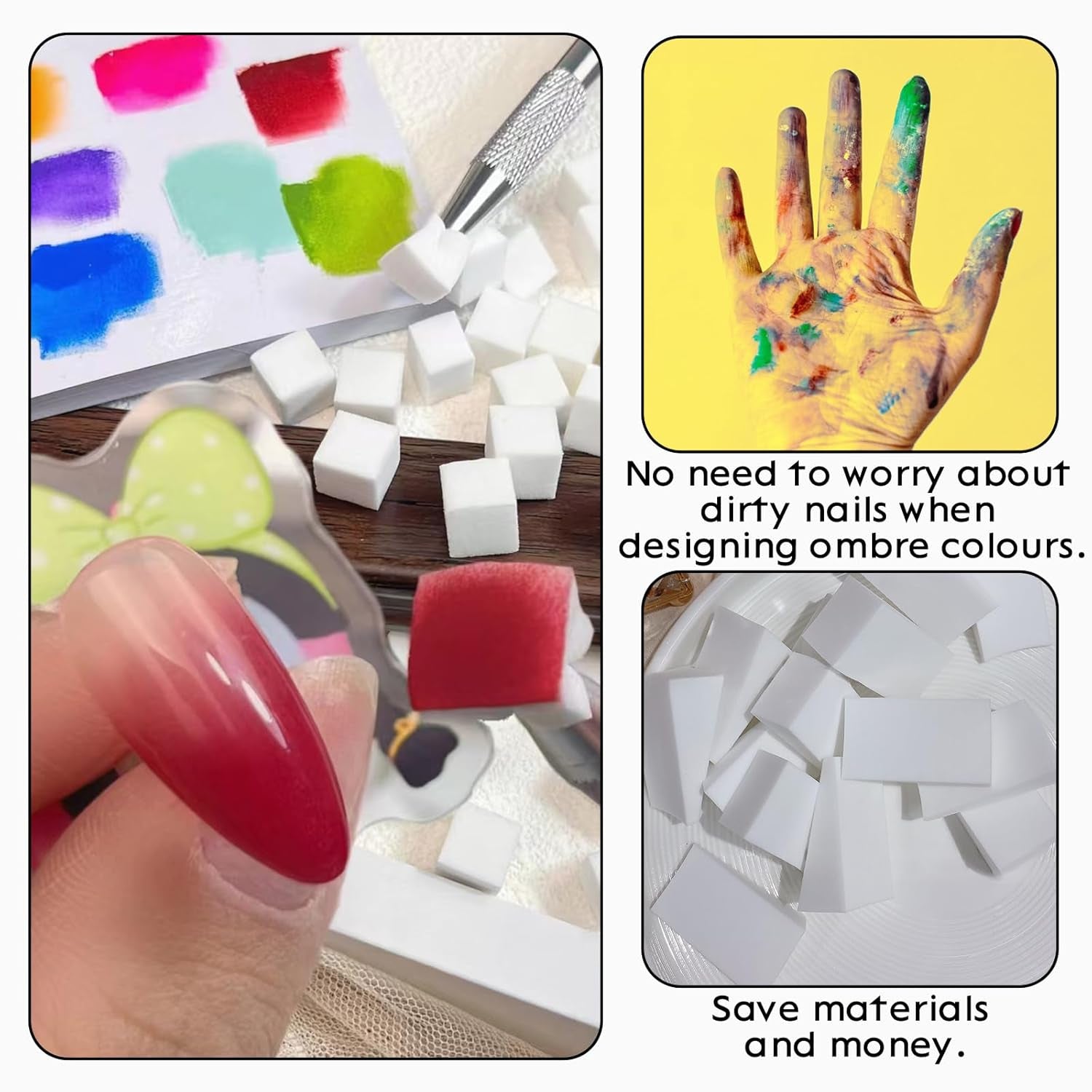 100 Stück Nail Art Schwamm Mit Metallgreifer, Esponja Pincel Aplicador, Esponja Nagel Pinsel, Nageldesign Zubehör Schwammpinsel, Verwendet, Um Eine Varavländ Von Gradient Nail Art Patterns Zu Ersetlen