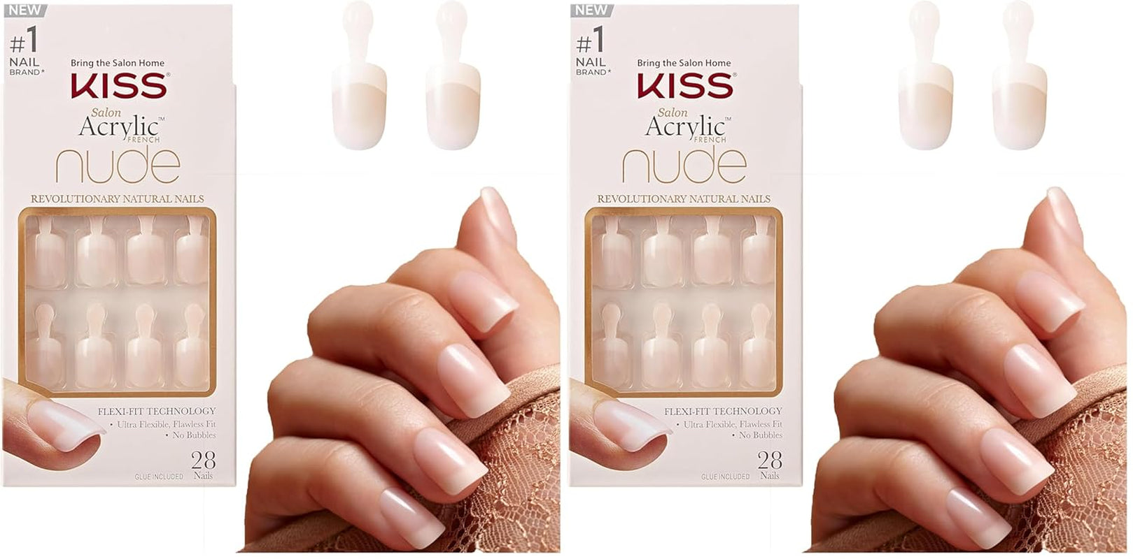 Kiss Nude Nails - Uñas increíbles (paquete de 2)