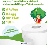 Rollos de papel higiénico Jumbo Eco, 2 capas, crema para lavar a mano con fórmula limpiadora, hidratante y suavizante, aroma floral, 5 L, 6 piezas (paquete de 1)