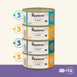 Applaws Comida Húmeda Premium 100% Natural para Gatos Adultos en Caldo - Atún, Pollo, Marisco, Selección Mixta en Caldo - Paquete de 12 Latas x 70g