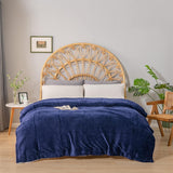Kono Sherpa manta de lana, 150 X 200 Cm, Suave, Acogedora, Esponjosa, Reversible, Microfibra, mantas fijas para cama, sofá, sofá (Azul marino, doble/doble) Camas y mantas Besuche den KONO-Store