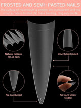 EBANKU 500 puntas de uñas postizas artificiales, gel suave mate, puntas transparentes, puntas de uñas artificiales para extensiones de uñas, juego de uñas postizas, 12 tamaños-A