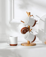 Juego de tazas de café MALACASA, juego de tazas de gres de 350ml para 4 personas, tazas de café modernas para té, zumo, café con leche, capuchino, chocolate caliente. Apto para lavavajillas y microondas, serie TARA, blanco caqui