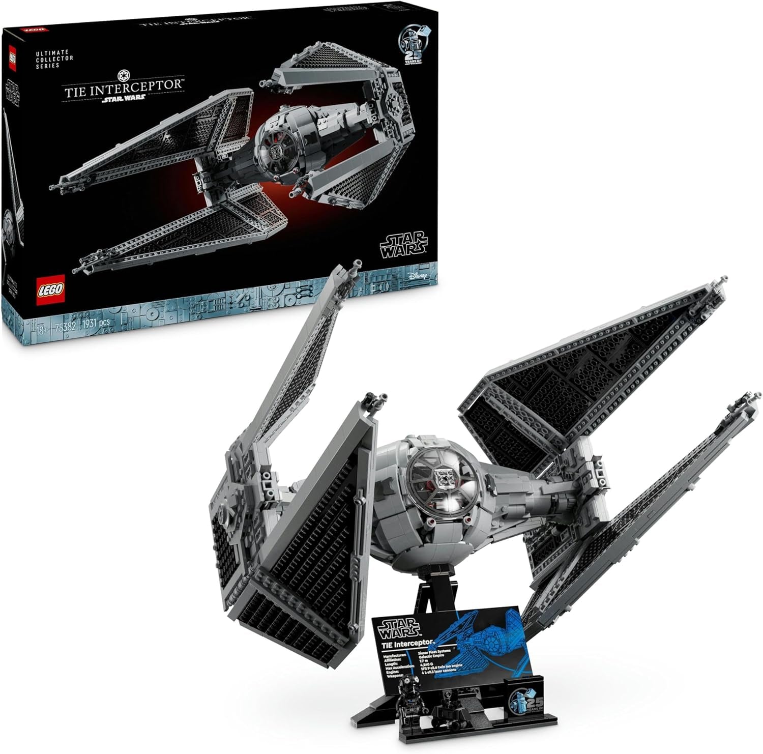 LEGO Star Wars Tie Interceptor Ultimate Collector Series Set de construcción creativo para adultos Starfighter Brick Model Fan Gift Coleccionable Ucs Set 75382 Besuche den LEGO-Store Building Sets Título predeterminado