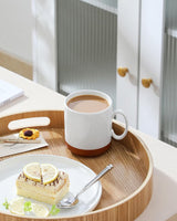 Juego de tazas de café MALACASA, juego de tazas de gres de 350ml para 4 personas, tazas de café modernas para té, zumo, café con leche, capuchino, chocolate caliente. Apto para lavavajillas y microondas, serie TARA, blanco caqui