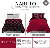 Franco Naruto Anime Akatsuki Patrón Ropa de Cama de Microfibra Suave Edredón Queen, (Producto Oficial de Naruto) Edredones y Edredones Naty Shop