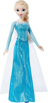 Mattel Toys Disney Frozen Elsa Muñeca cantante con traje icónico, canta "Let It Go" de la película de Disney en inglés, francés, alemán, italiano, JDL58