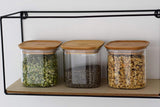 Set de 3 Recipientes de Vidrio Cuadrados con Tapa de Bambú - 800ml, Vidrio Borosilicato, Bambú, Silicona, Natural, 11 x 11 x 11 cm Cajas para Conservar Alimentos Naty Shop