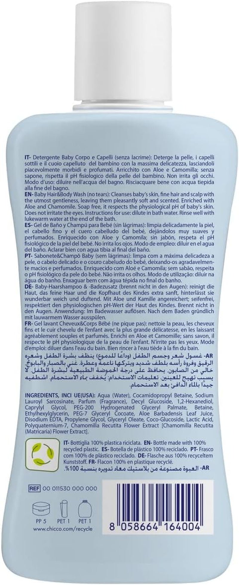 CHICCO NATURAL SENSATION - SET 2: 1 CHAMPÚ Y BAÑO - NO RESECANTE 200 ML, 1 CREMA CAMBIADORA 4 EN 1 100 ML Infantil - Baño y Cuidado Naty Shop