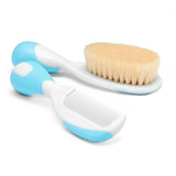 Chicco Set Cepillo y Peine Bebé, Cepillo Bebé con Suaves Cerdas Naturales, Peine Punta Redondeada, Mango Antideslizante, Regalo Fiesta Bebé - Suministros para Recién Nacidos a Partir de 0 Meses Niños - Baño y Cuidado de la Piel Naty Shop Azul