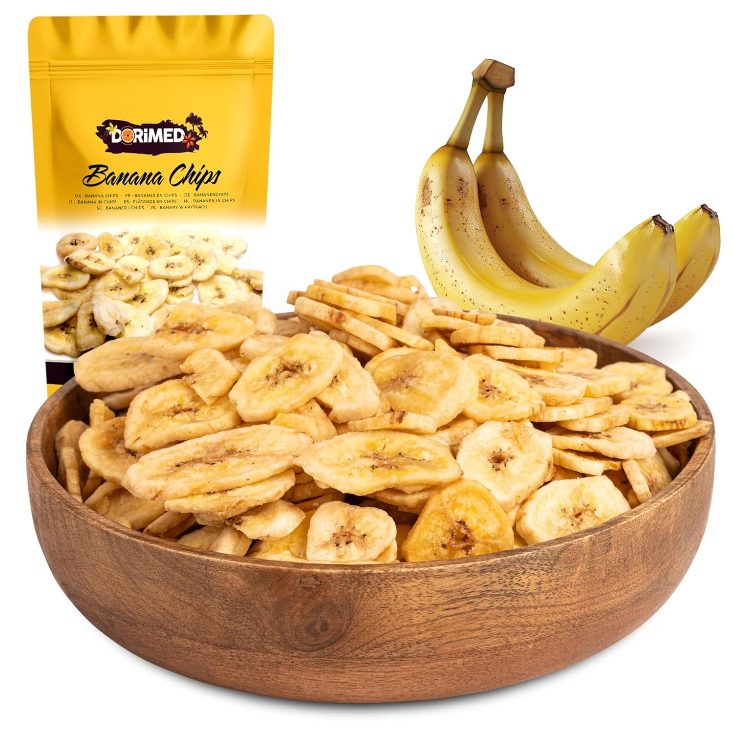 Chips de plátano 1 kg | Rebanadas crujientes de chips de plátano con frutos secos | merienda saludable con un delicioso sabor | Productos deshidratados Naty Shop Título predeterminado